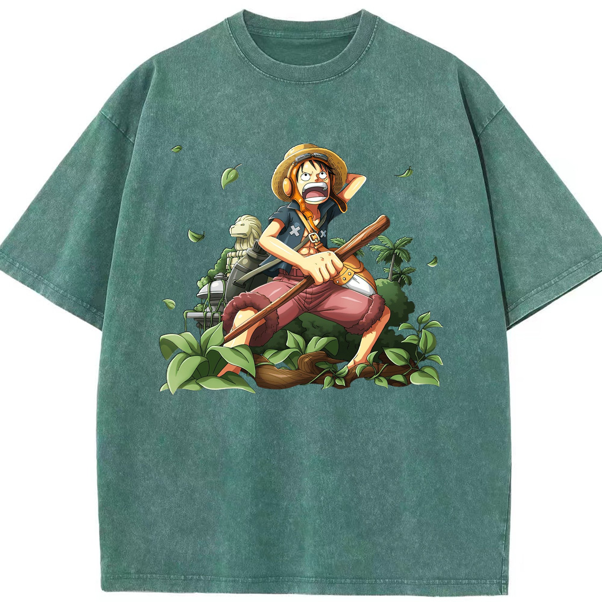 （画像用） ワンピース モンキー・D・ルフィ ONE PIECE Monkey D. Luffy 綿100% ヴィンテージ風 半袖Tシャツ（フロントプリント）